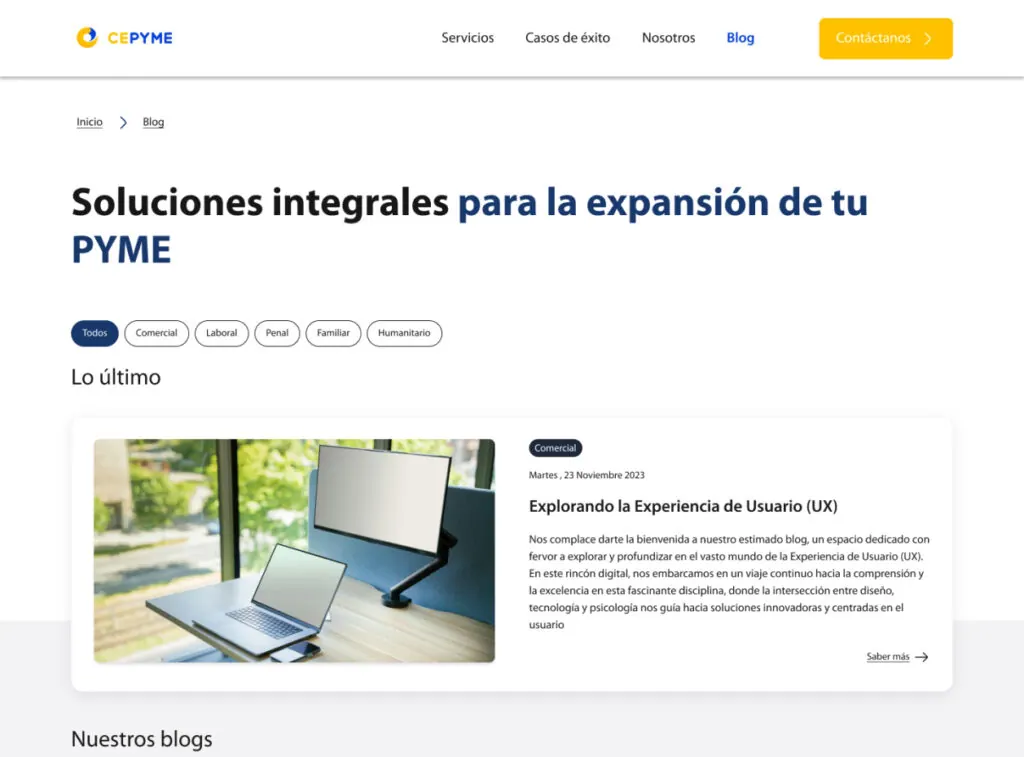 CEPYME — Sitio corporativo + Blog desarrollado por AGIL
